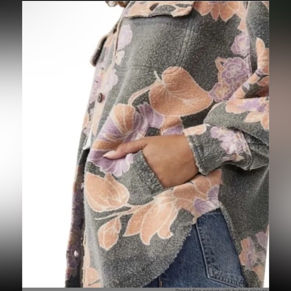 NWT - Free People - Printed Ruby Jacket Shacket Charcoal Combo - Size Medium - Picture 8 of 8